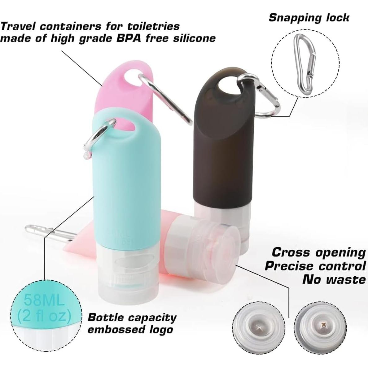 Botellas de Viaje de Silicona KESH STORE 4 Pack 58ml A Prueba de Fugas