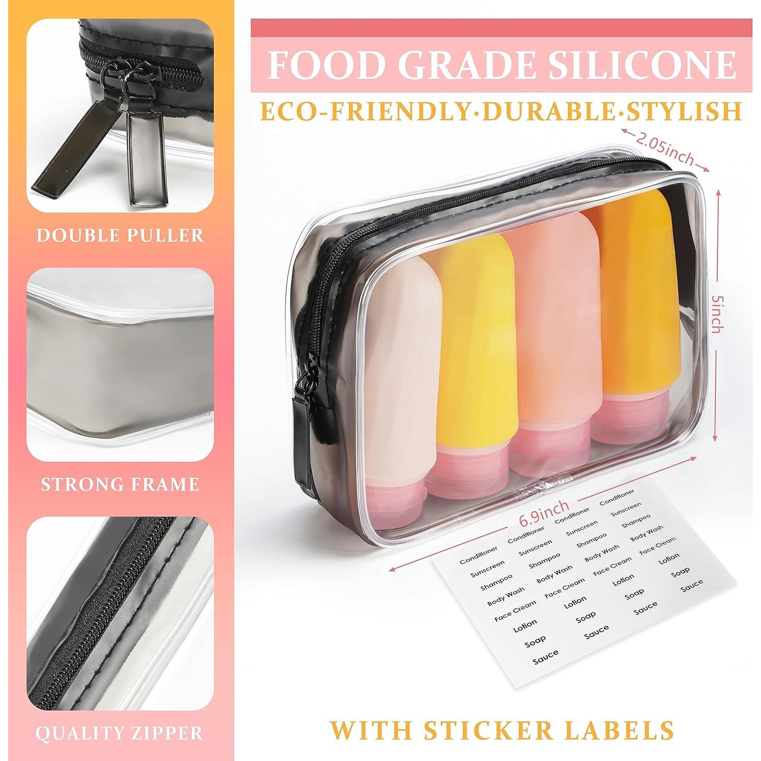 Juego de Botellas de Silicona Bpluma 4 Pack 90ml Aprobado TSA