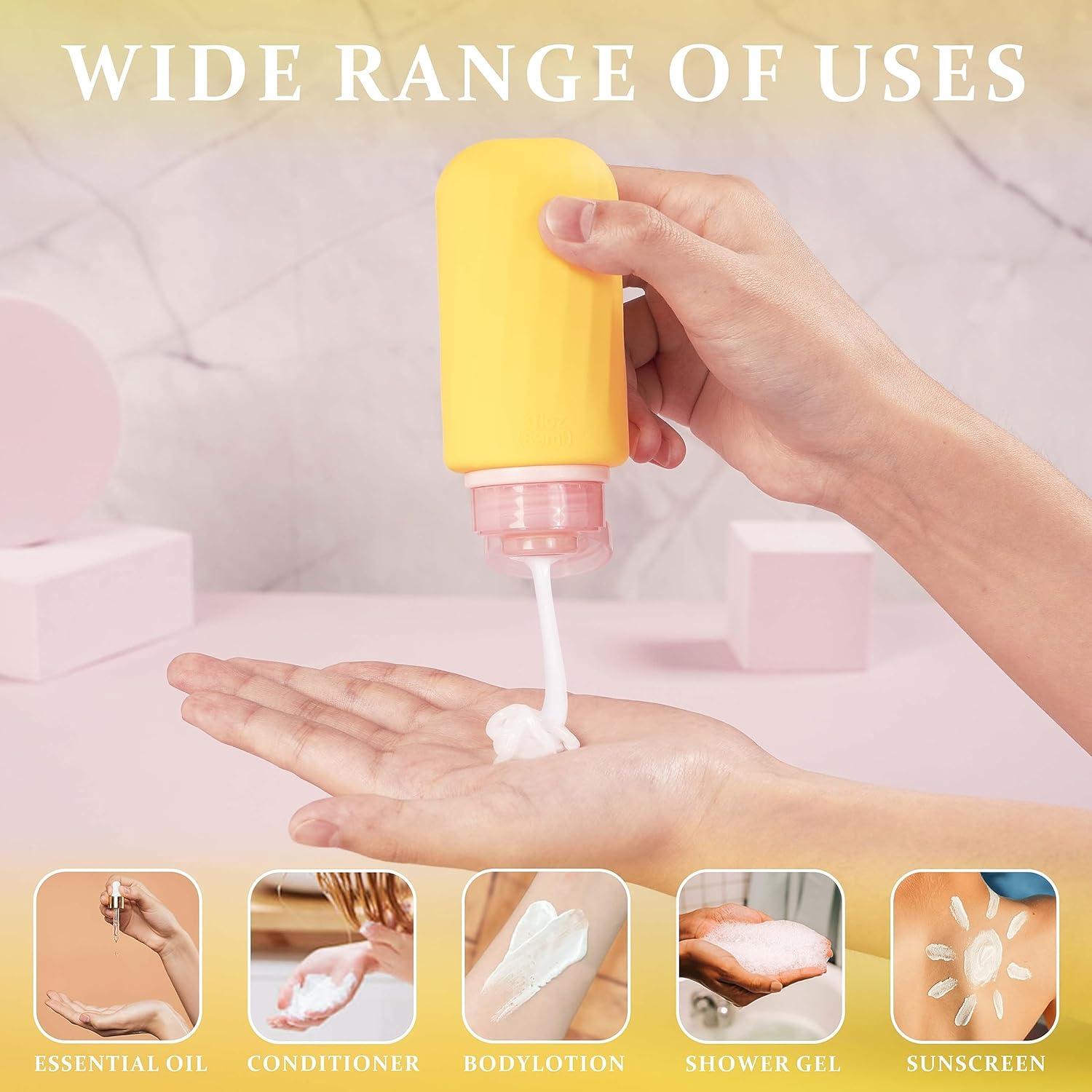 Juego de Botellas de Silicona Bpluma 4 Pack 90ml Aprobado TSA