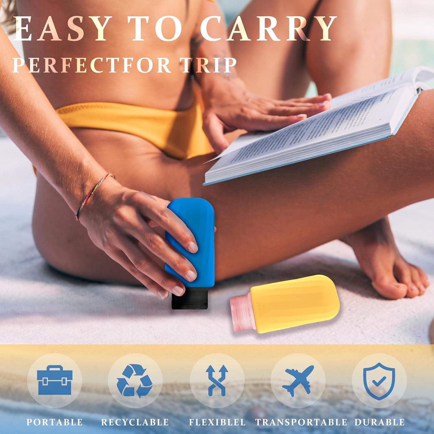 Juego de Botellas de Silicona Bpluma 4 Pack 90ml Aprobado TSA