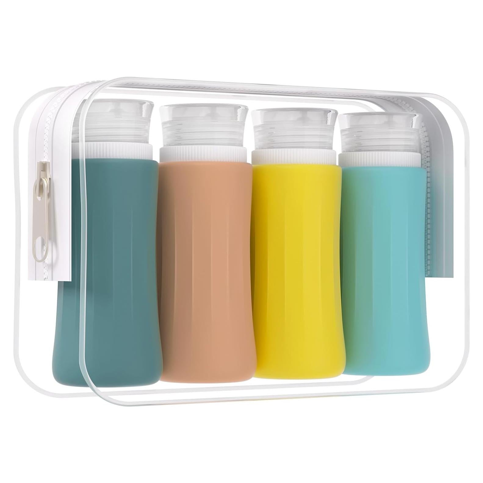 Juego de 4 Botellas de Viaje DEPOZA 97.6 ml Silicona Aprobadas TSA
