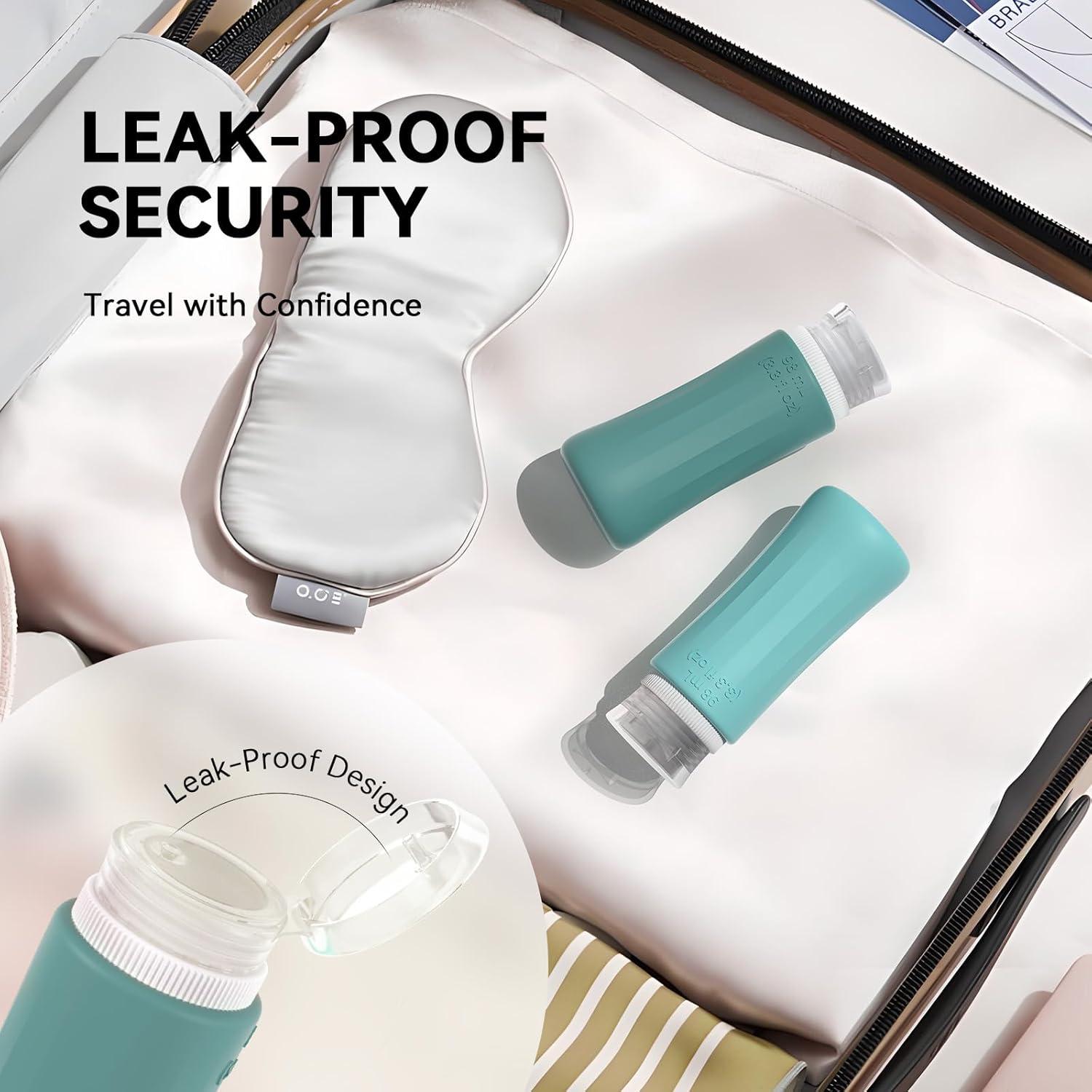 Juego de 4 Botellas de Viaje DEPOZA 97.6 ml Silicona Aprobadas TSA