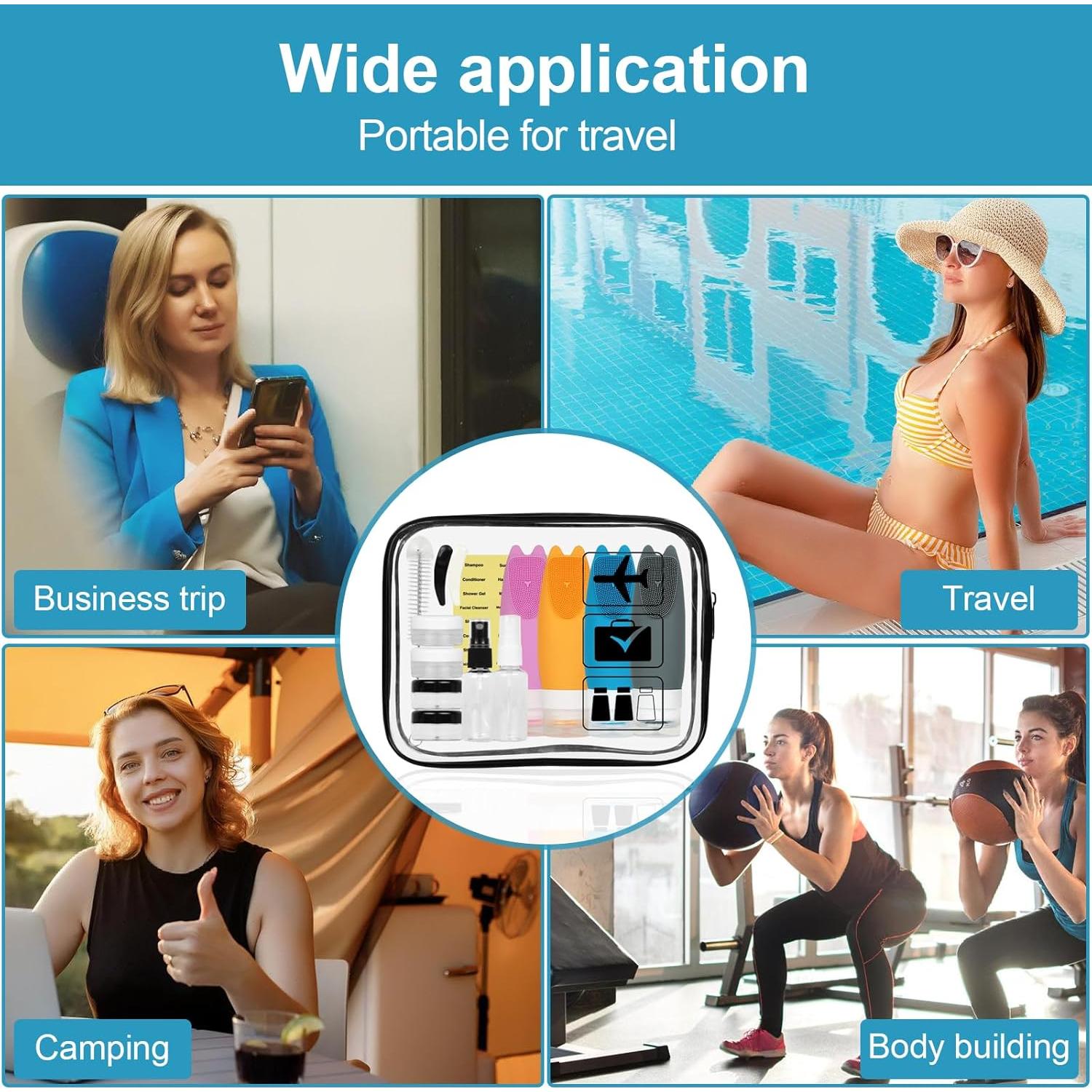 Kit de Botellas de Viaje 16pcs evbetter Silicona 3oz TSA