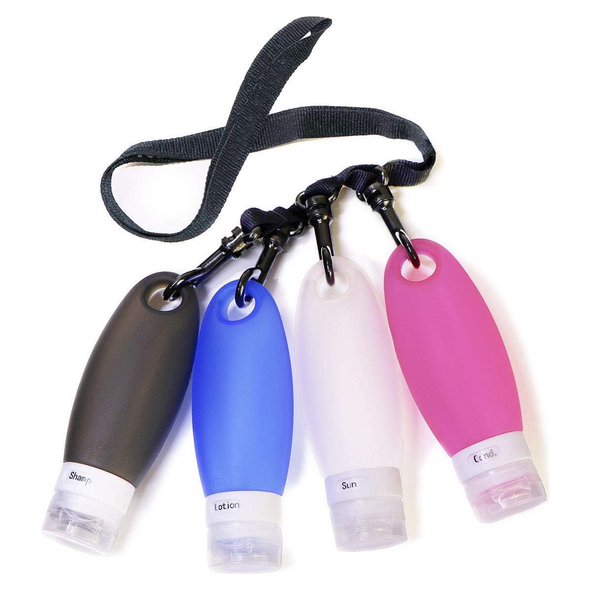 Botellas Reutilizables Silicona 3.3oz SANTREST con Lanyard