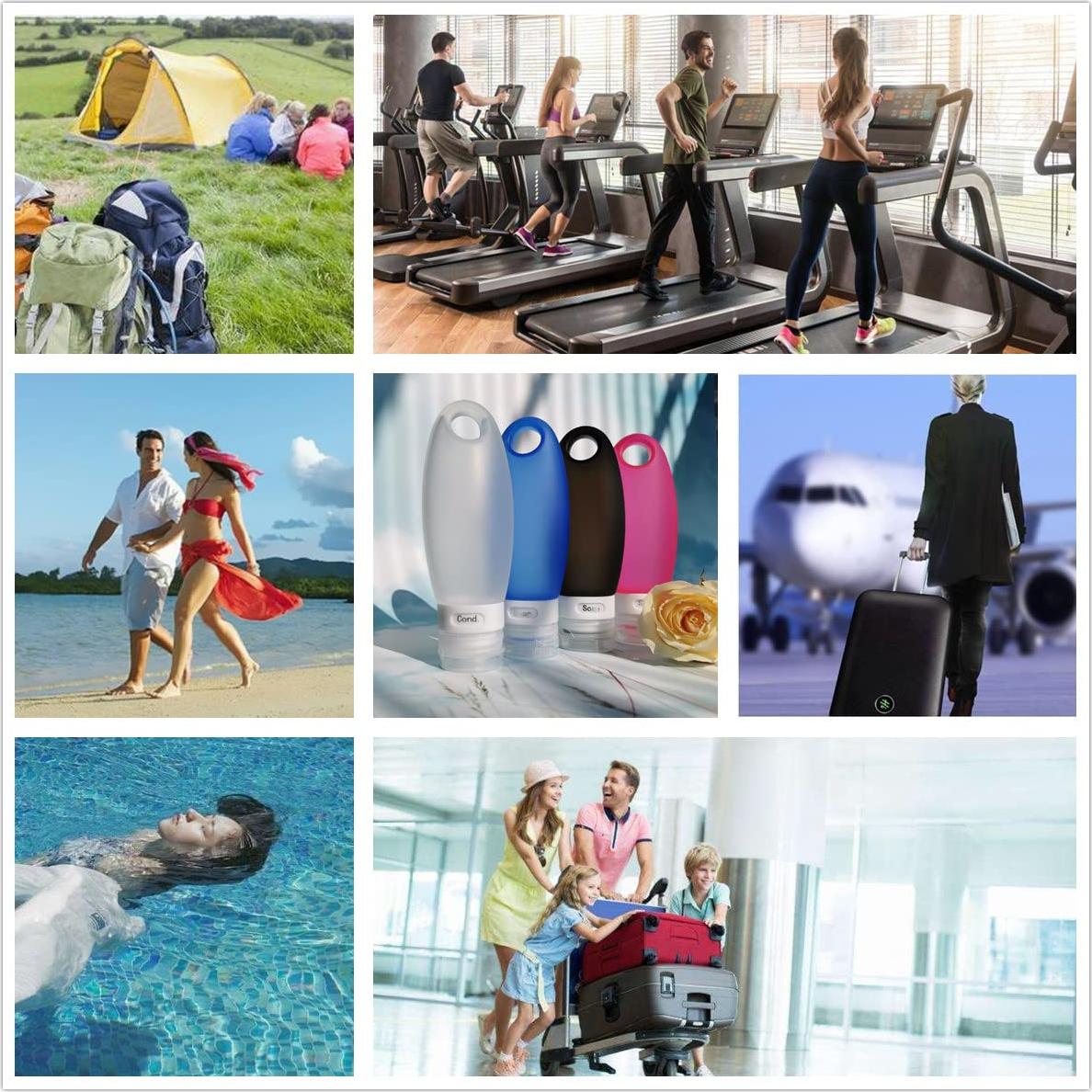 Botellas Reutilizables Silicona 3.3oz SANTREST con Lanyard