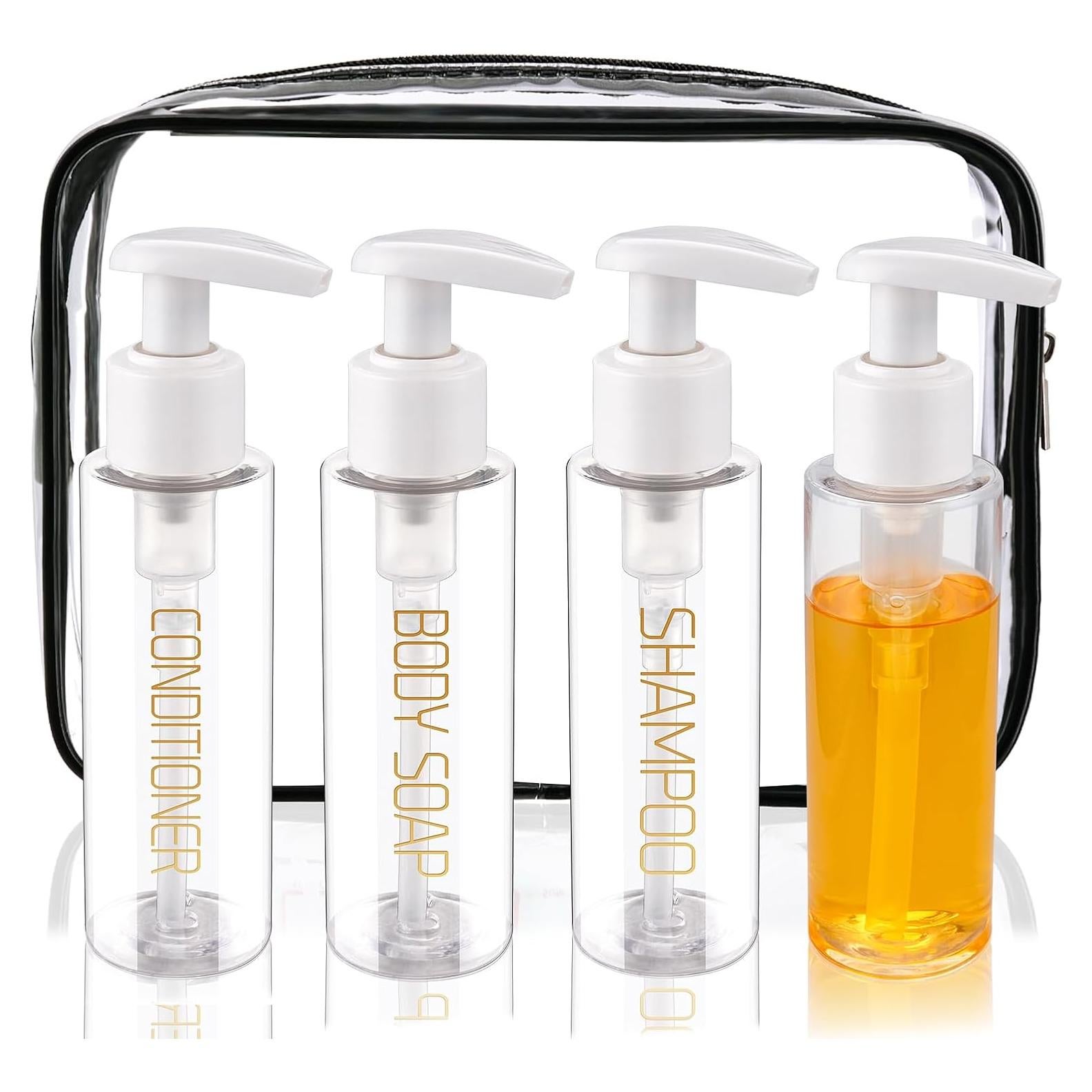 Botellas de Viaje Hethyo 100ml 4 Piezas Recargables Transparentes