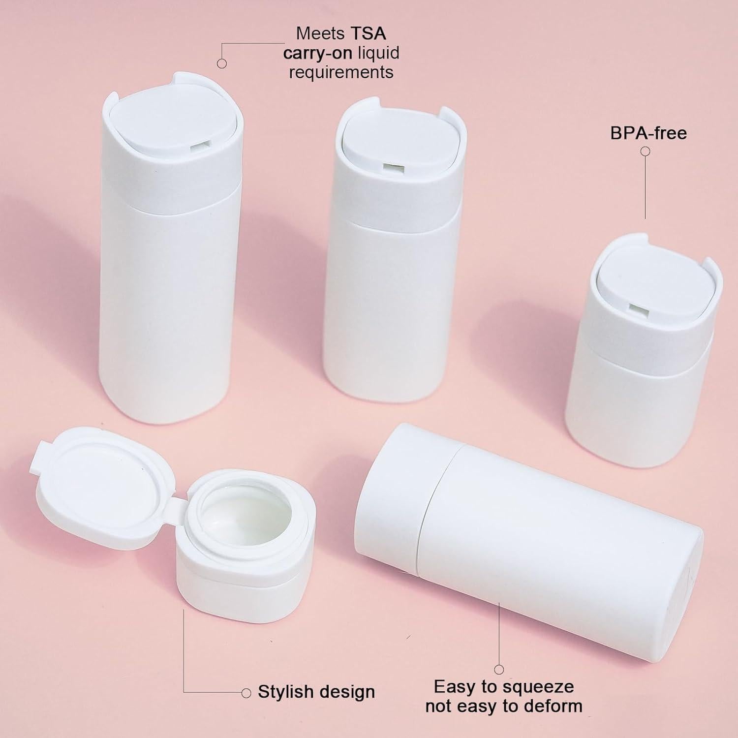 Botellas de Viaje Reutilizables TSA 5pcs - OPO1, A Prueba de Fugas