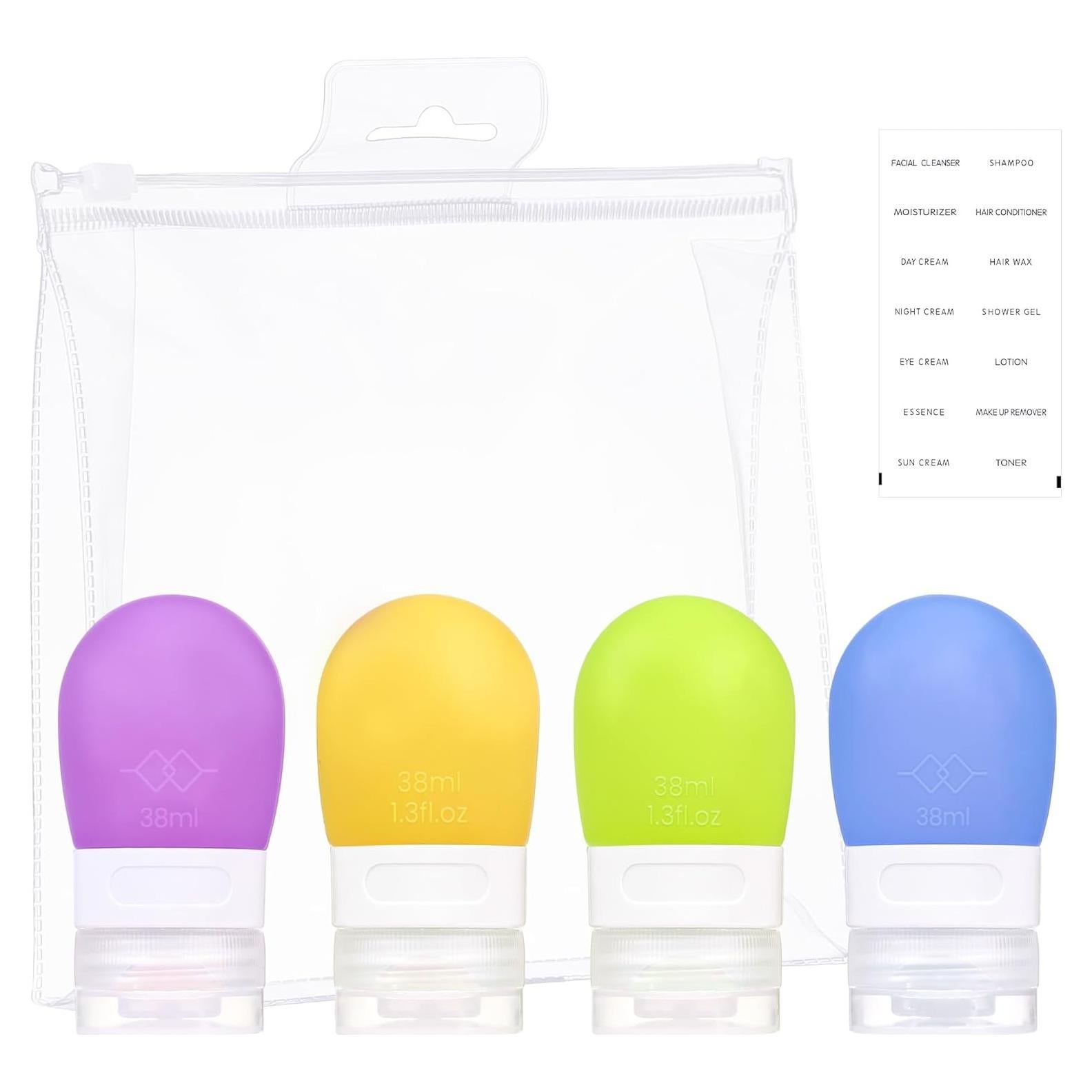 Botellas de Viaje de Silicona RONRONS 4 Pack 30ml a Prueba de Fugas