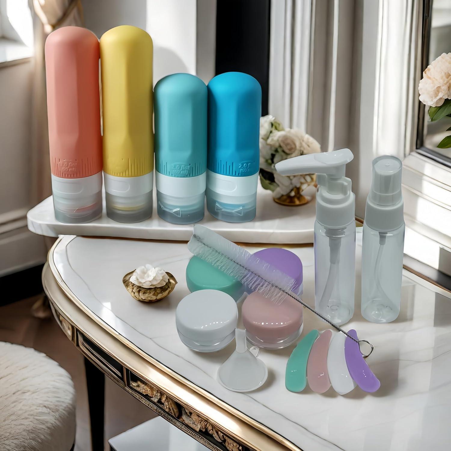 Juego de Botellas de Viaje LSQDV 18 Piezas Aprobadas TSA