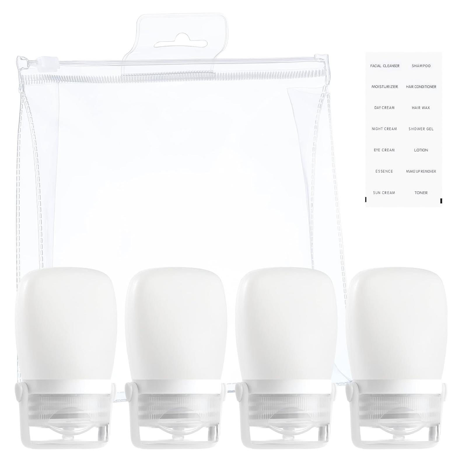 Botellas de Silicona de Viaje RONRONS 1oz A Prueba de Fugas - 4 Piezas