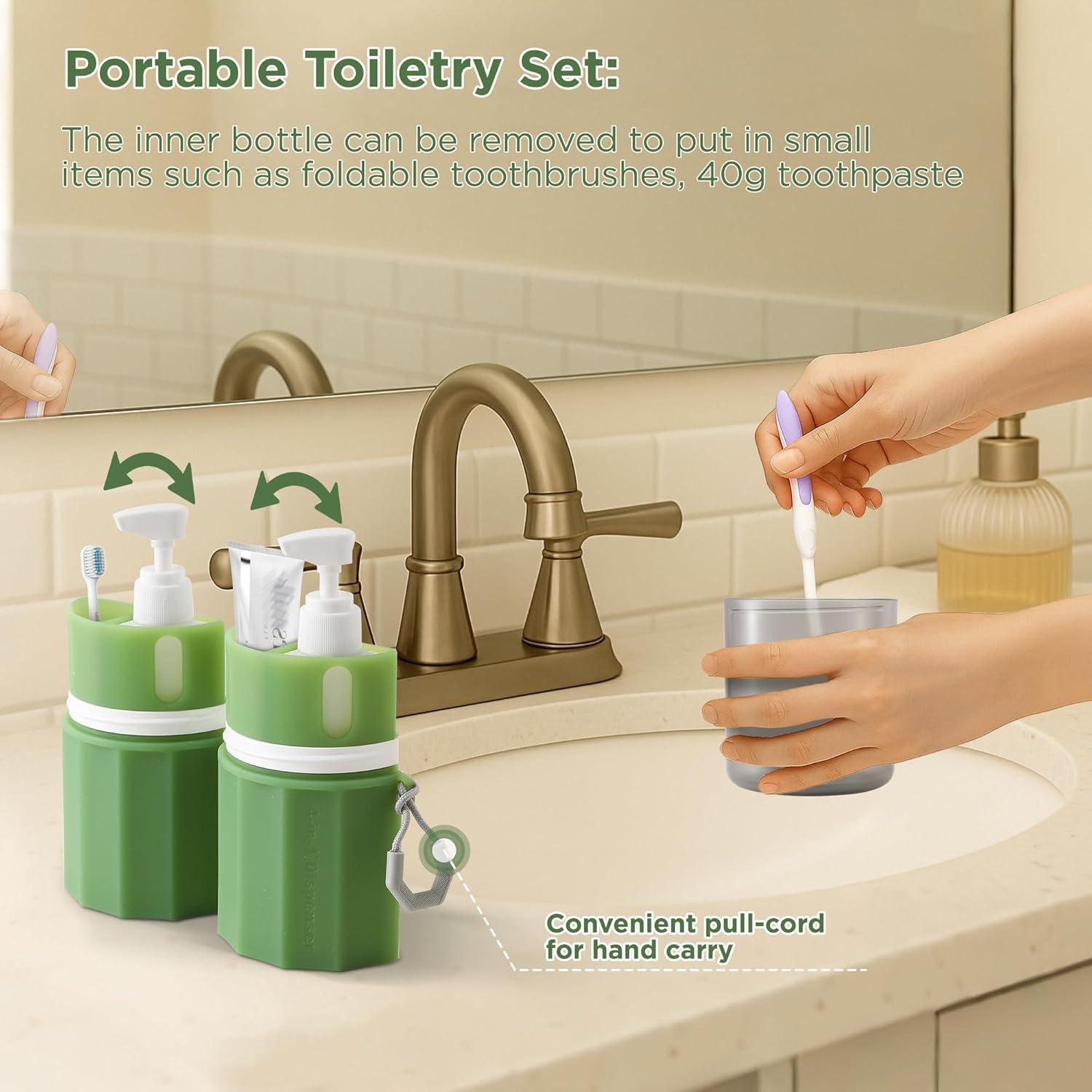 Botellas de Viaje 4-en-1 SESENSE a Prueba de Fugas Verde