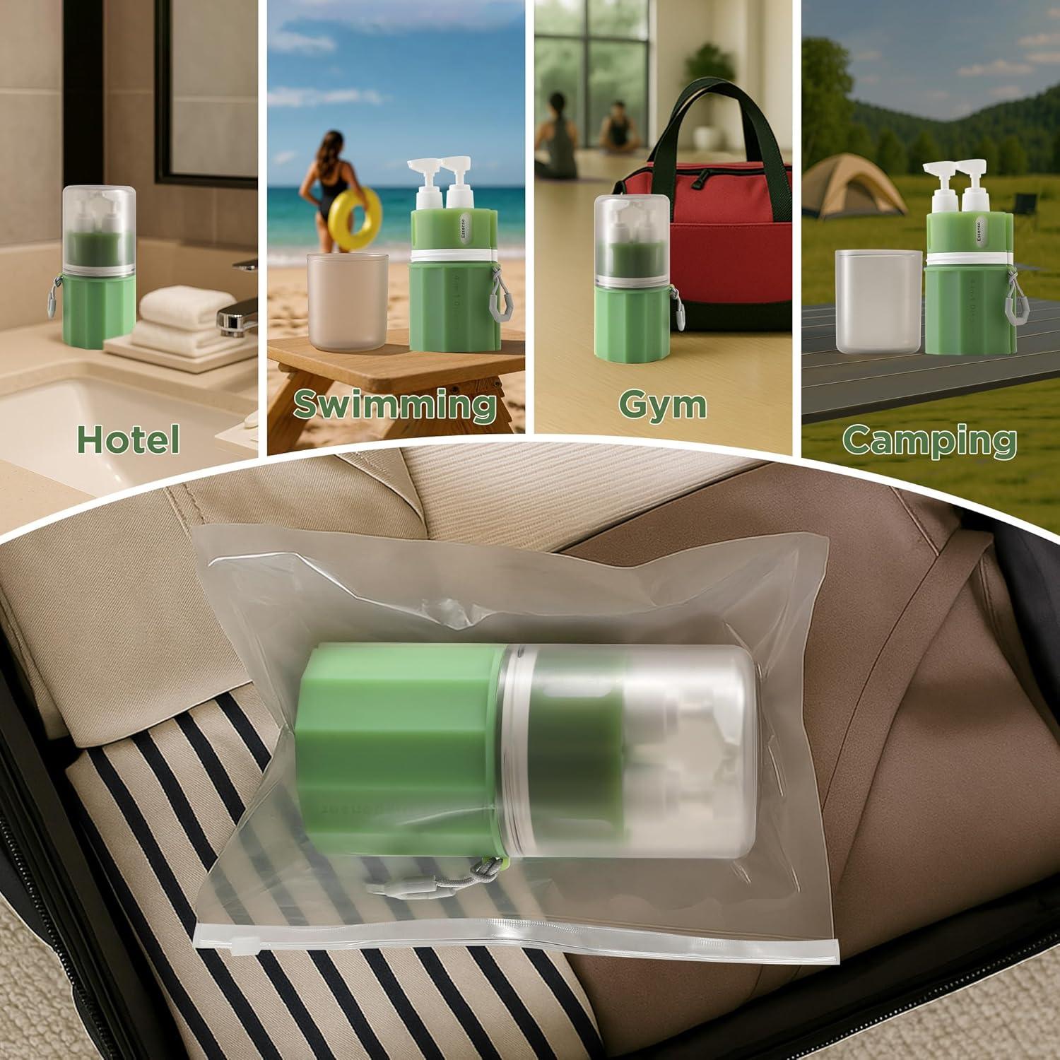 Botellas de Viaje 4-en-1 SESENSE a Prueba de Fugas Verde