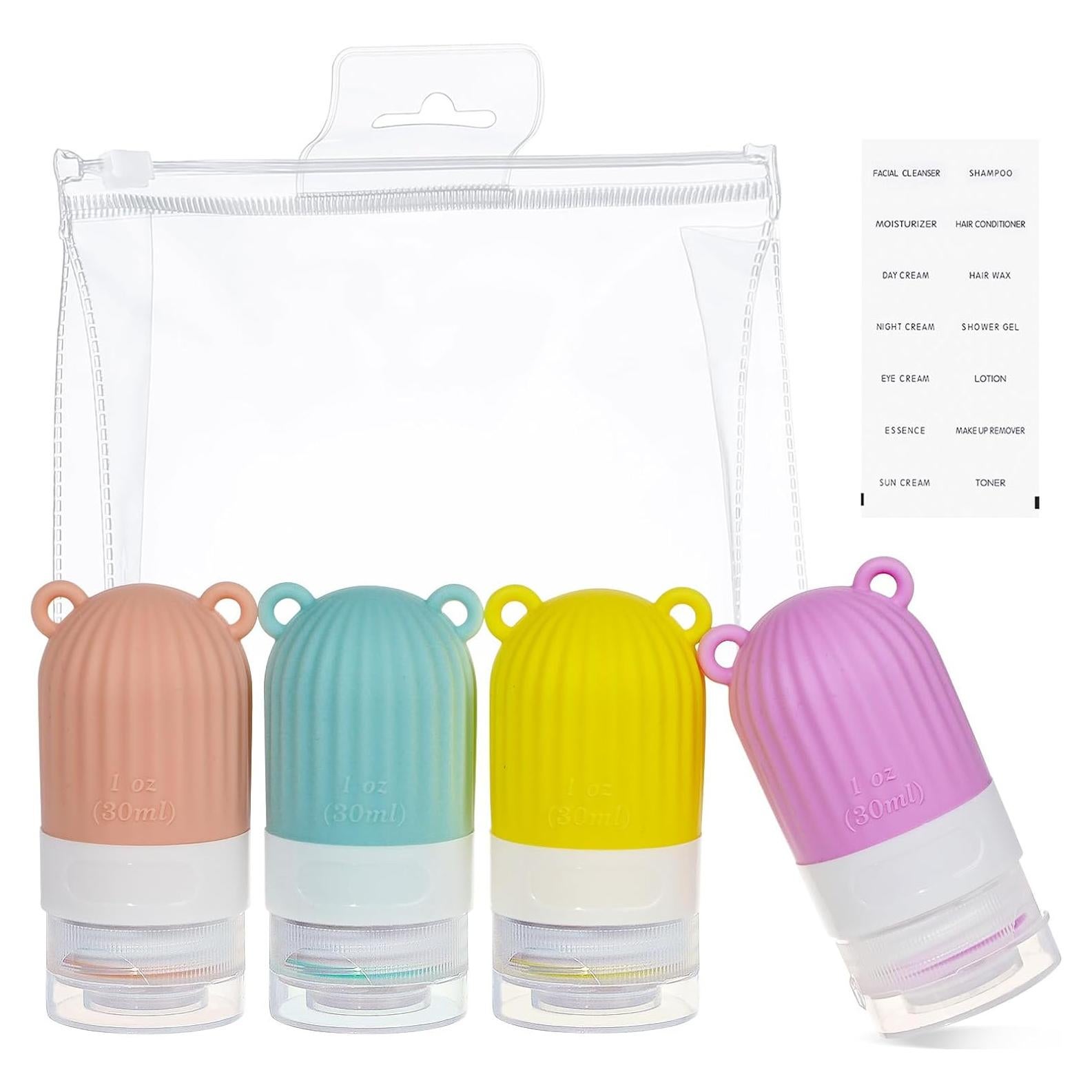 Botellas de Silicona RONRONS 4 Pack 30ml a Prueba de Fugas