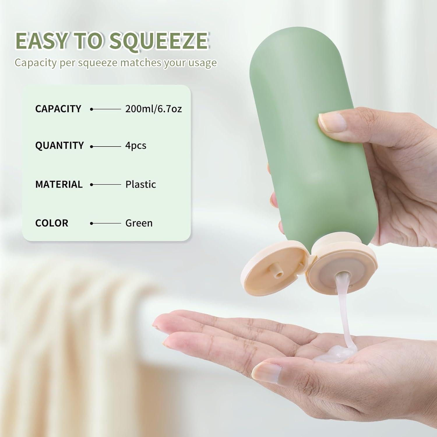 Botellas de viaje exprimibles Owlyee 200ml - 4 piezas