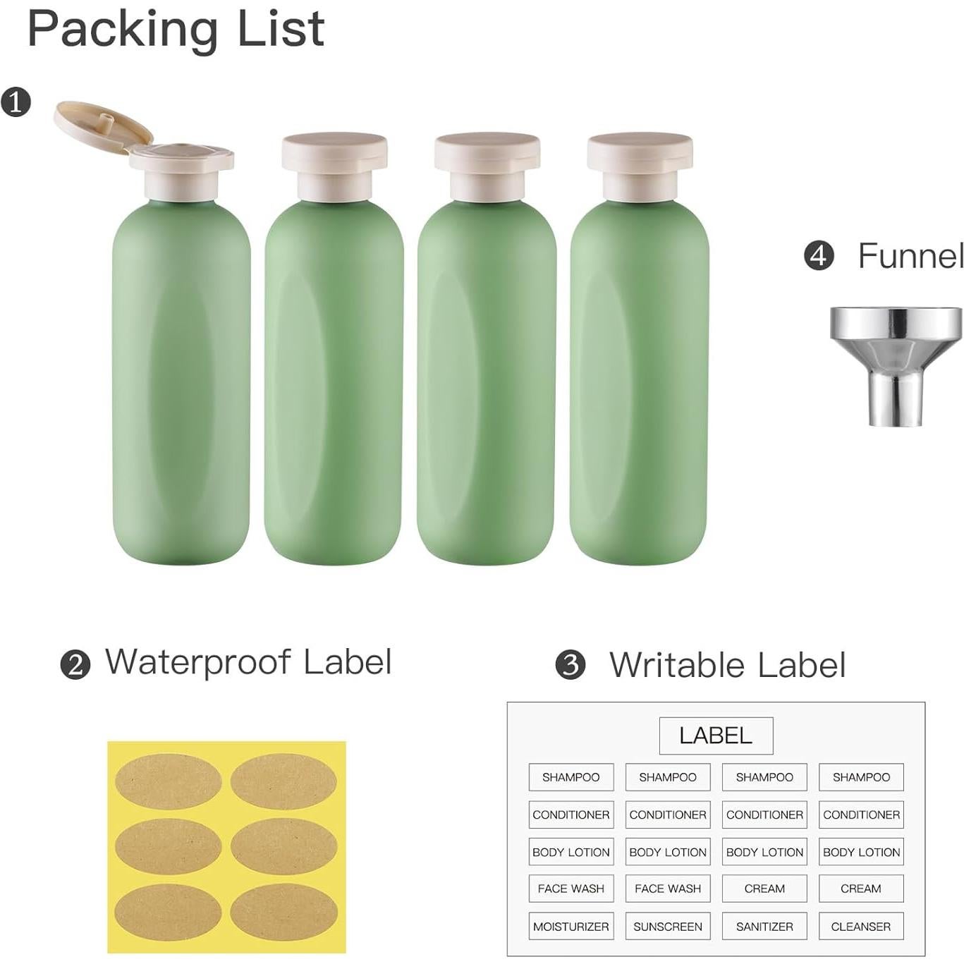 Botellas de viaje exprimibles Owlyee 200ml - 4 piezas