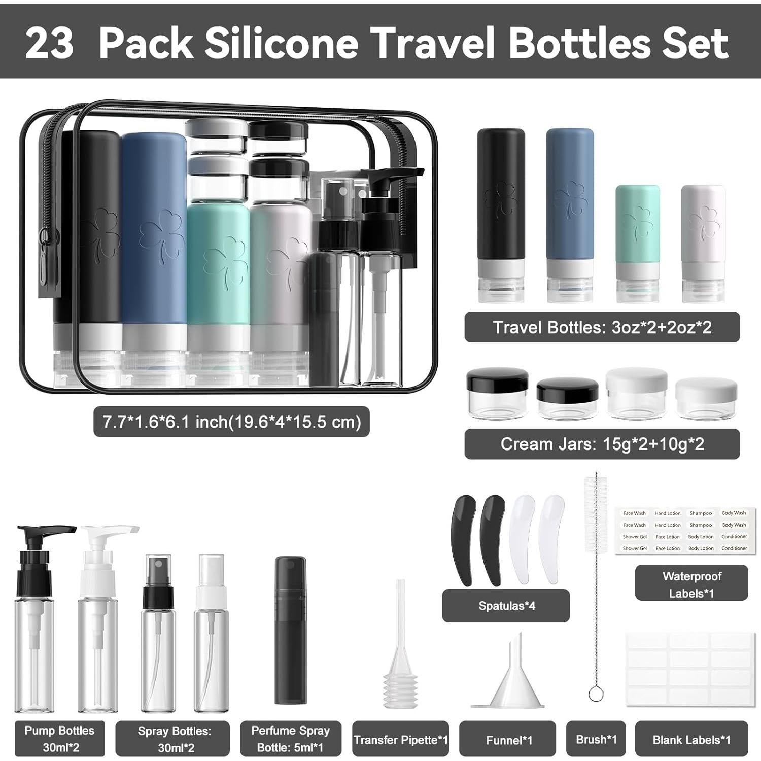 Set de 23 Botellas de Viaje INSFIT A Prueba de Fugas 90ml