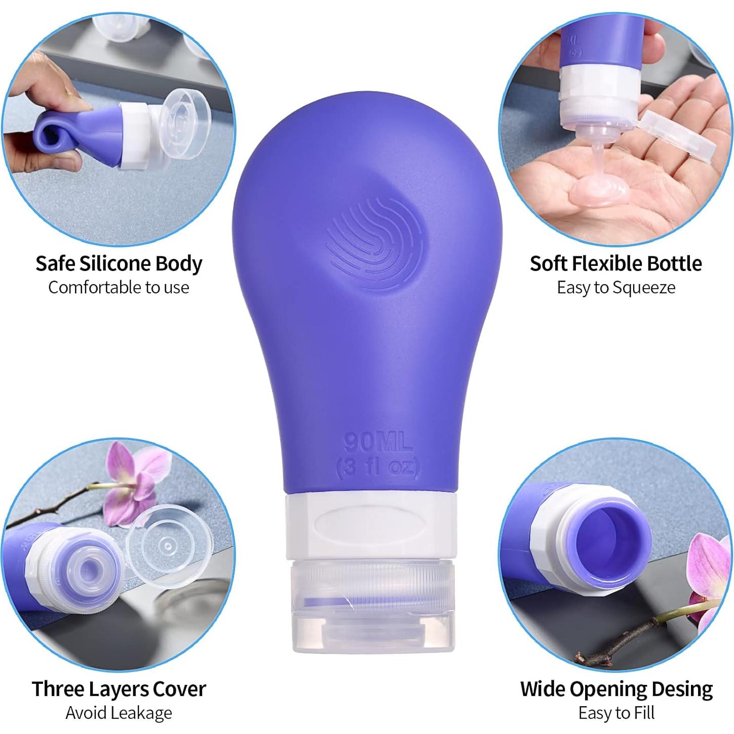 Set de 16 Botellas de Silicona Gemice 3oz Aprobadas por TSA