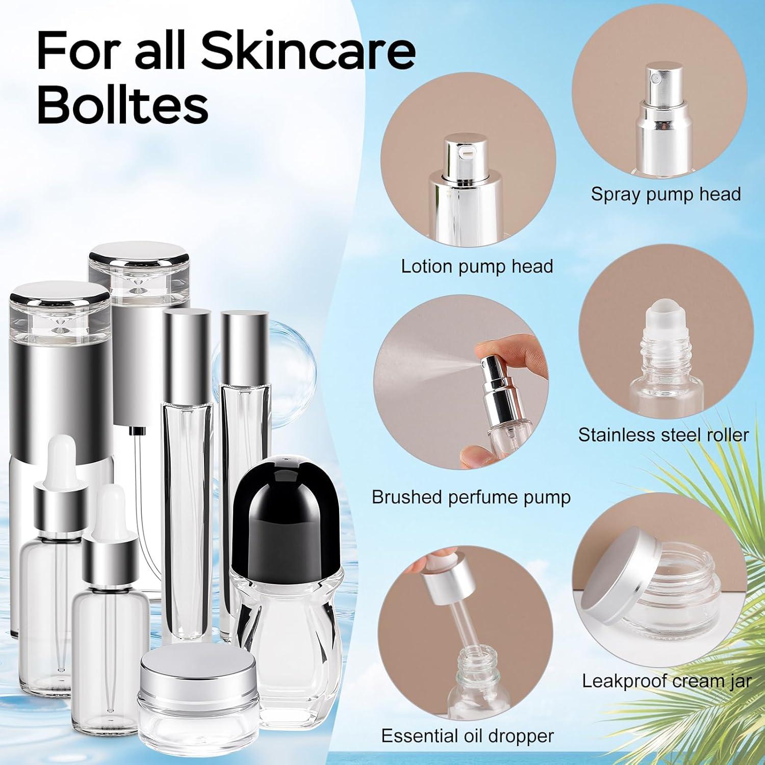 34 Piezas Botellas de Vidrio KOUWICH para Viaje Aprobadas TSA