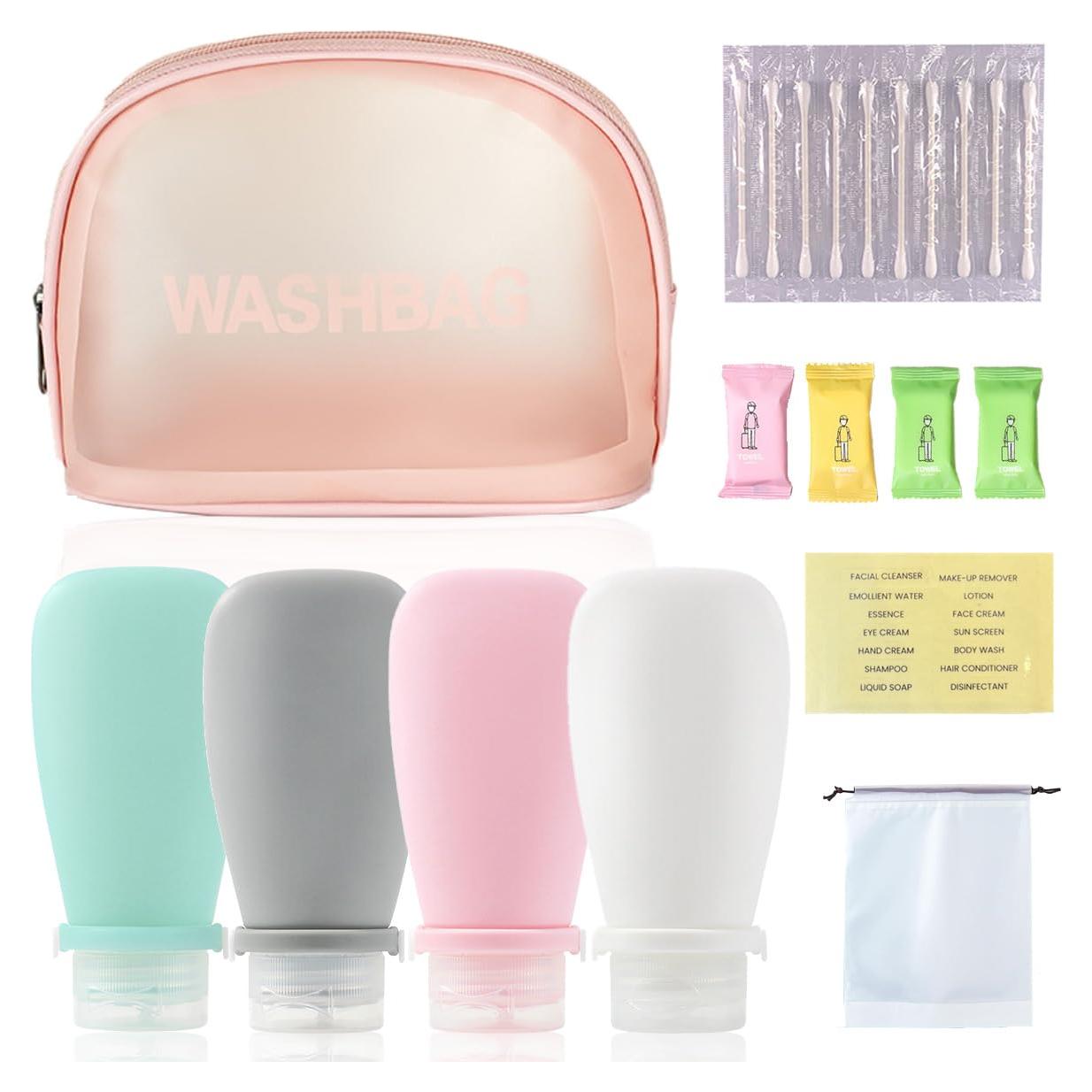 Juego de Botellas de Viaje 21 Piezas Tokusyou Rosa 90ml