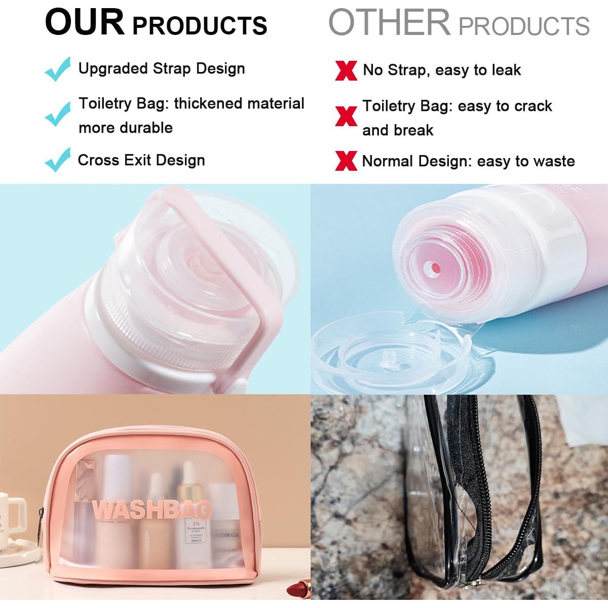 Juego de Botellas de Viaje 21 Piezas Tokusyou Rosa 90ml