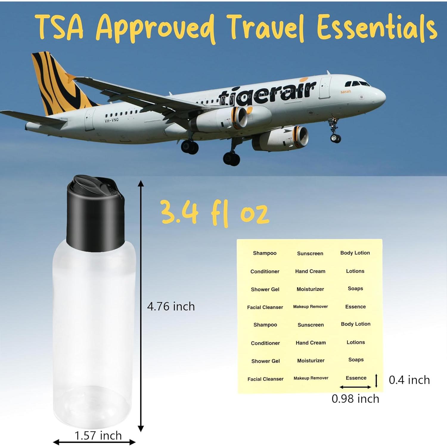 6 Botellas de Viaje Gmleey 100 ml A Prueba de Fugas TSA