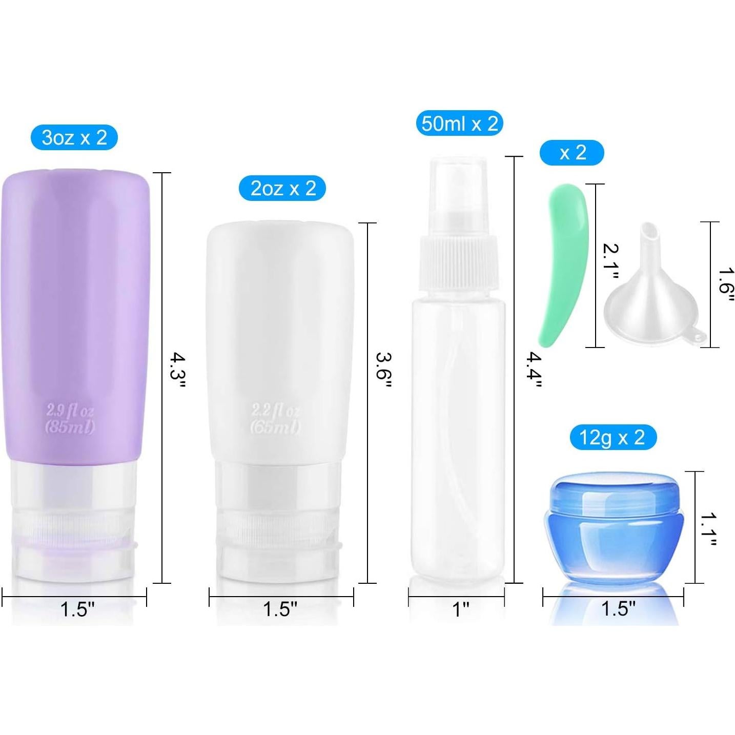 Set de Botellas de Viaje Vitog 12 Piezas Silicona y PET