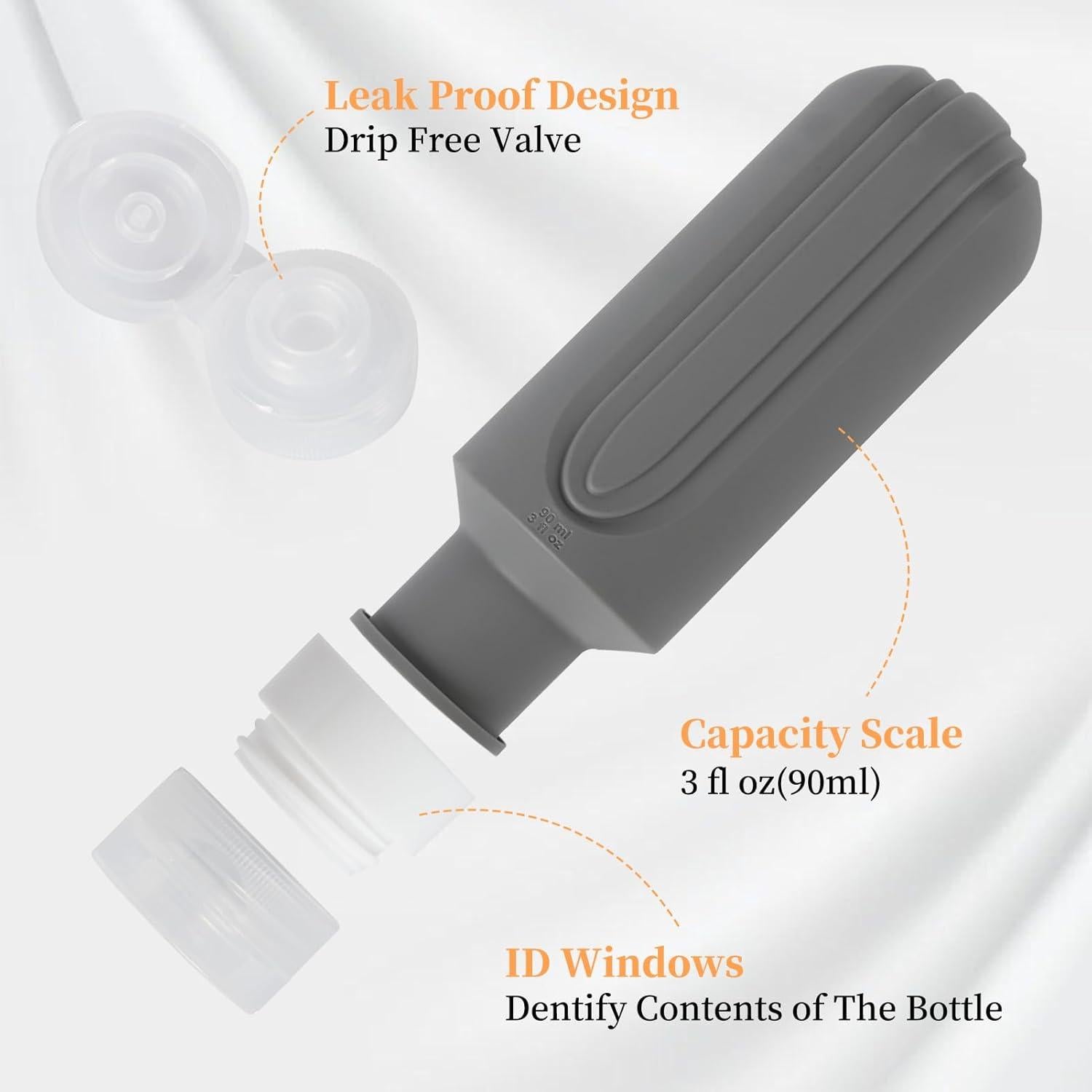 Juego de Botellas de Viaje SARTNP 3oz Silicona A Prueba de Fugas