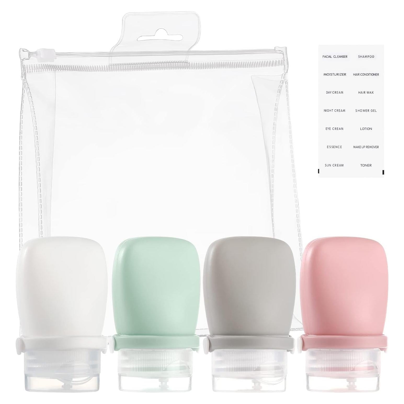 Botellas de Viaje RONRONS 30ml Silicona A Prueba de Fugas 4 Pzas