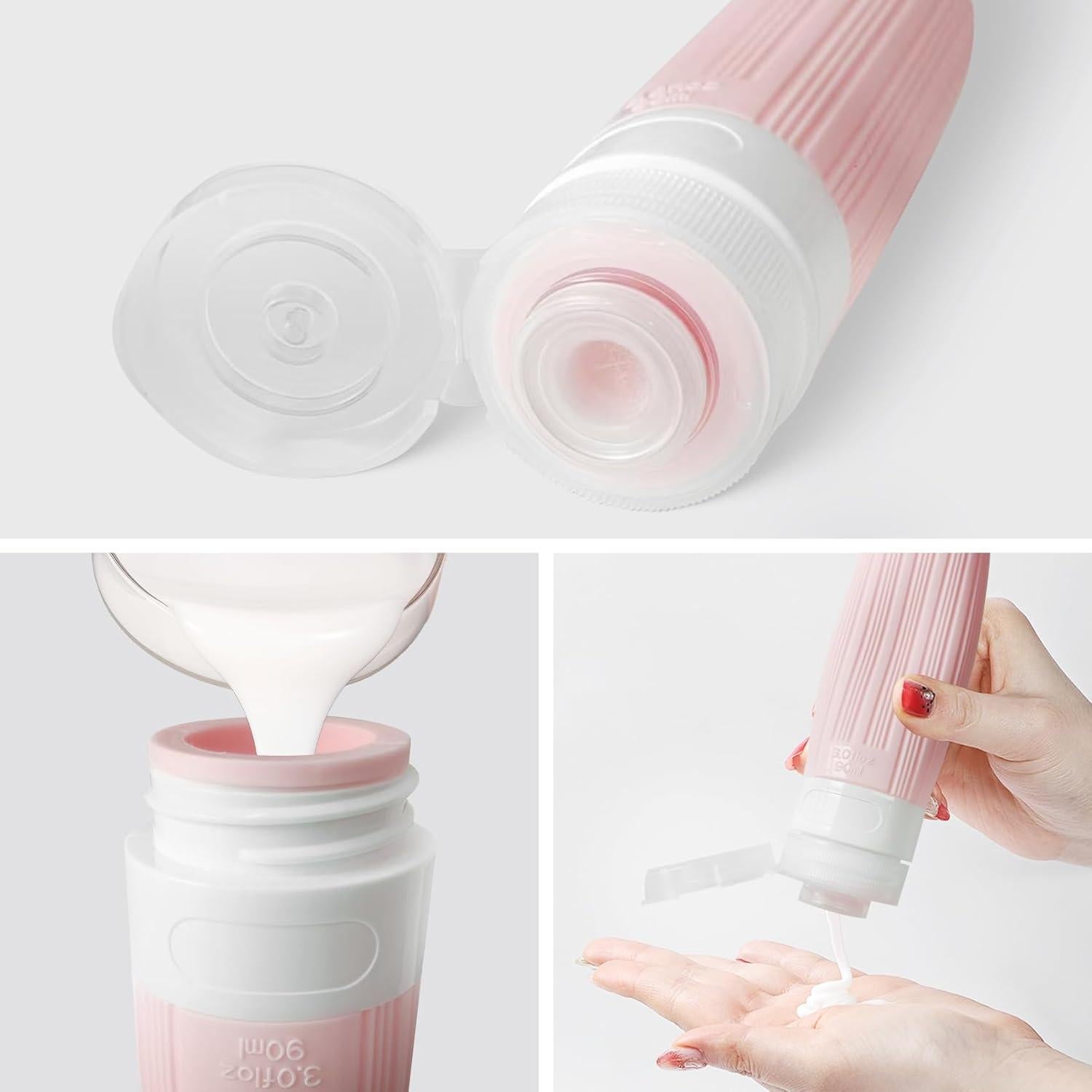 Set de Botellas de Viaje Huamemostyle Silicona 90g Rosa