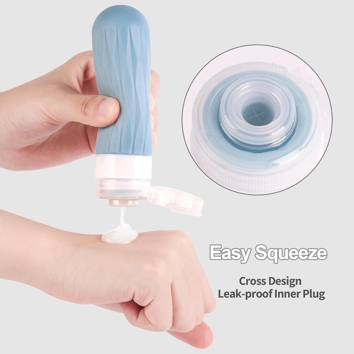 Botellas de Viaje Silicona 3oz Aprobadas por TSA - Gris