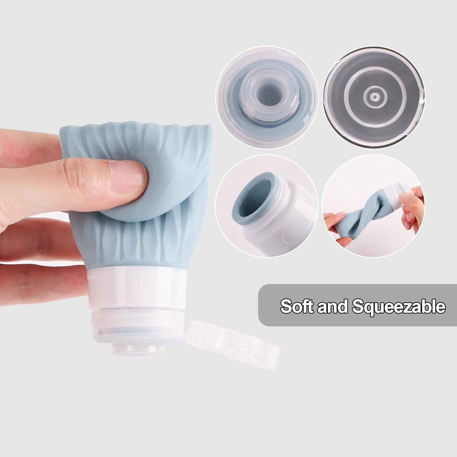 Botellas de Viaje Silicona 3oz Aprobadas por TSA - Gris