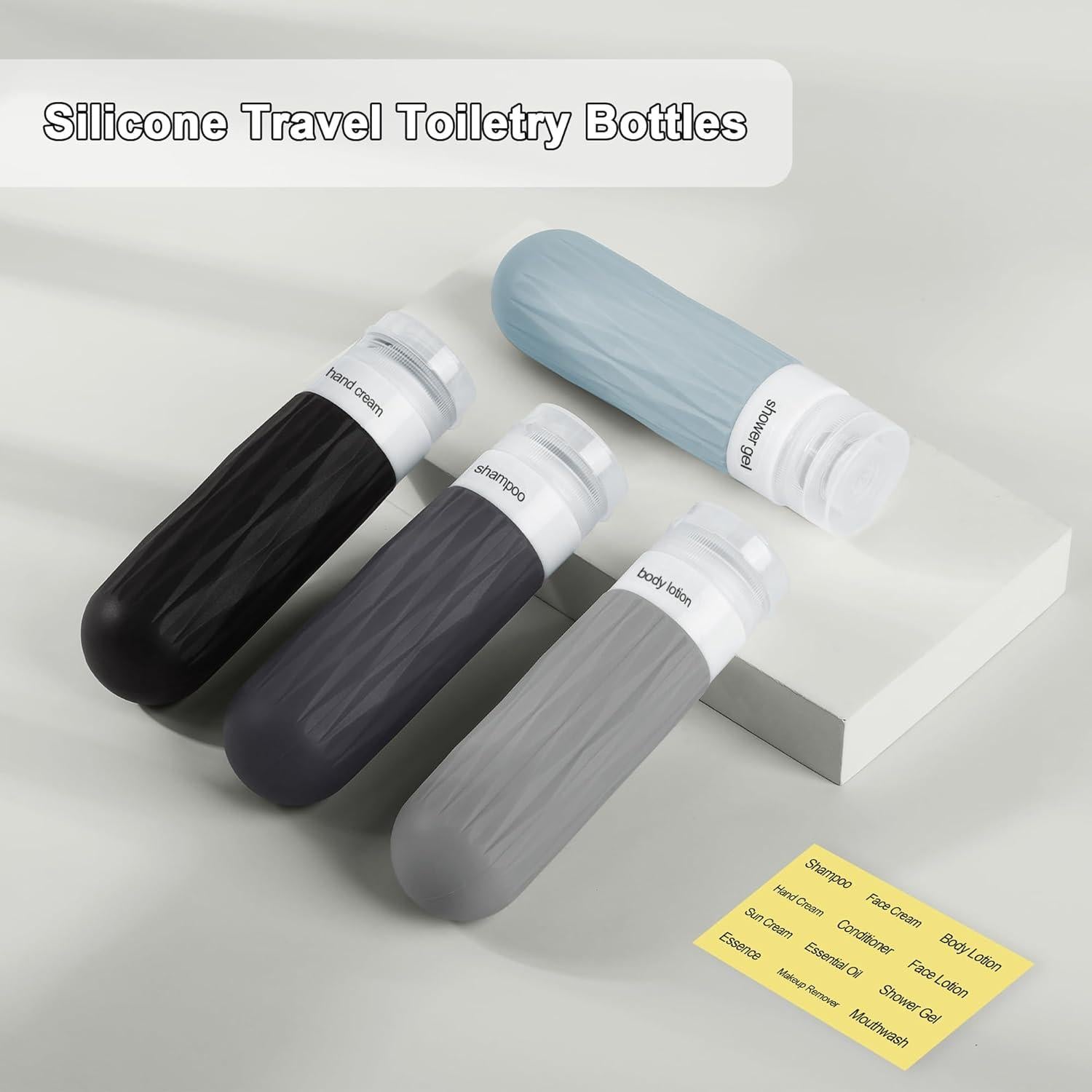 Botellas de Viaje Silicona 3oz Aprobadas por TSA - Gris