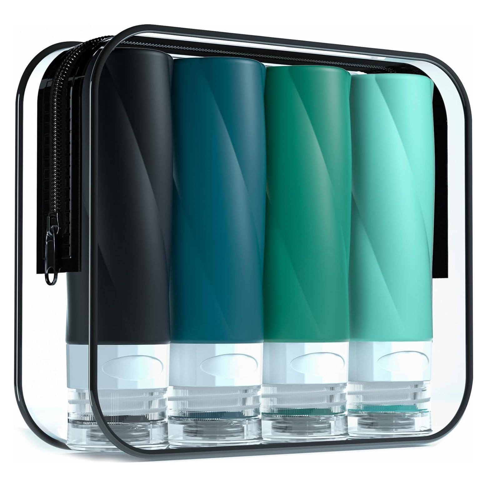 Botellas de Viaje Gemice 90ml - A prueba de Fugas, Silicona BPA Free