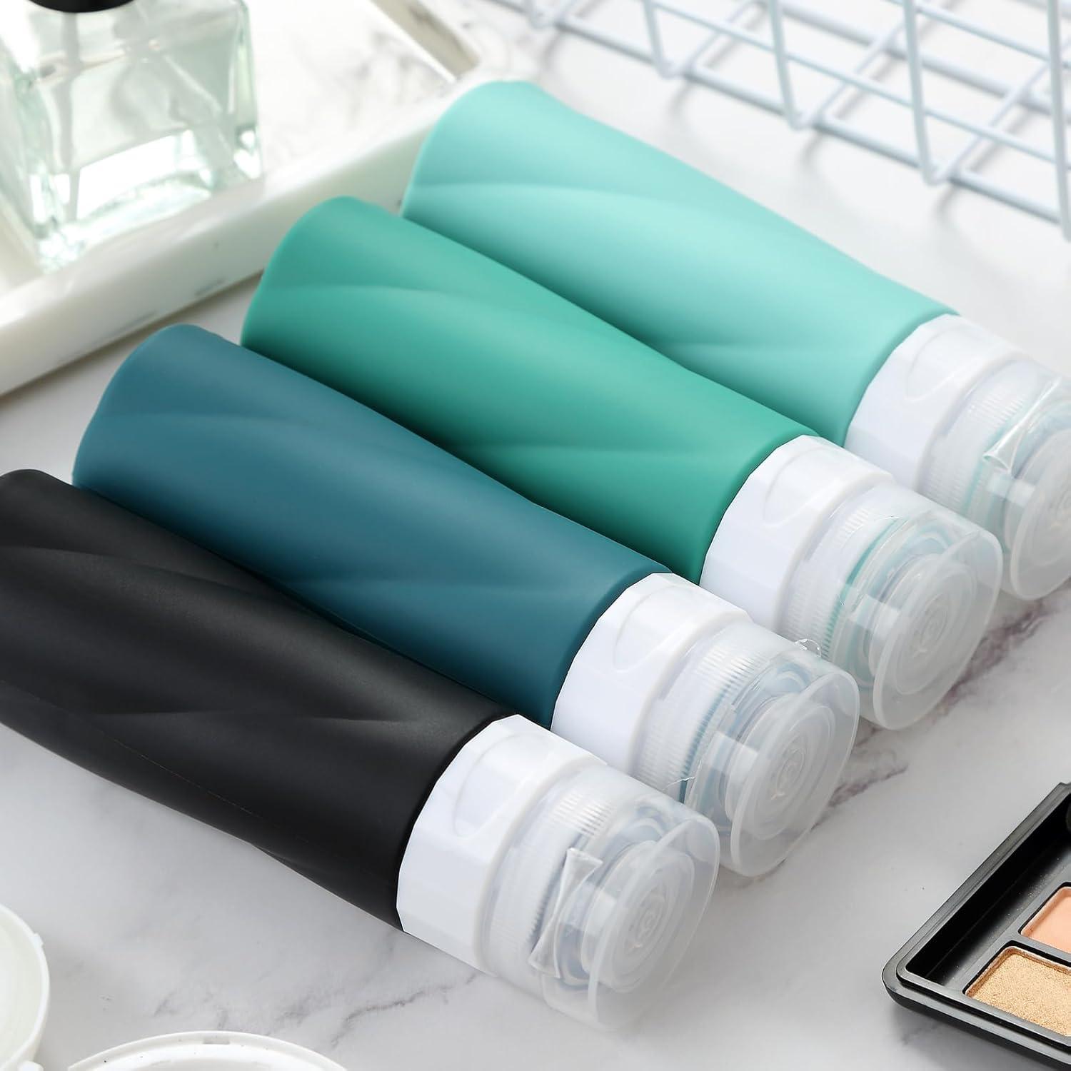 Botellas de Viaje Gemice 90ml - A prueba de Fugas, Silicona BPA Free