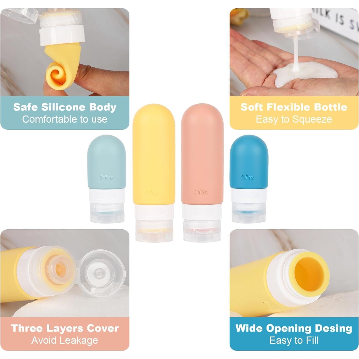 Juego de Botellas de Viaje SARTNP 16 Piezas Silicona 60ml 90ml