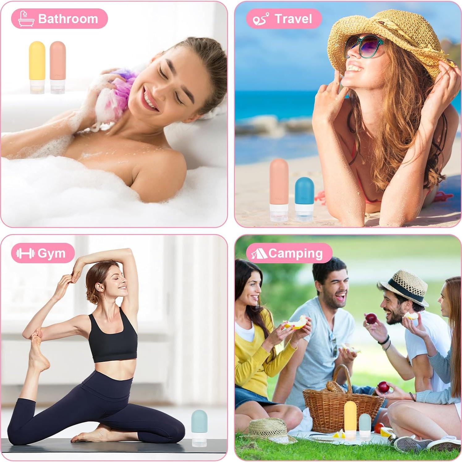 Juego de Botellas de Viaje SARTNP 16 Piezas Silicona 60ml 90ml