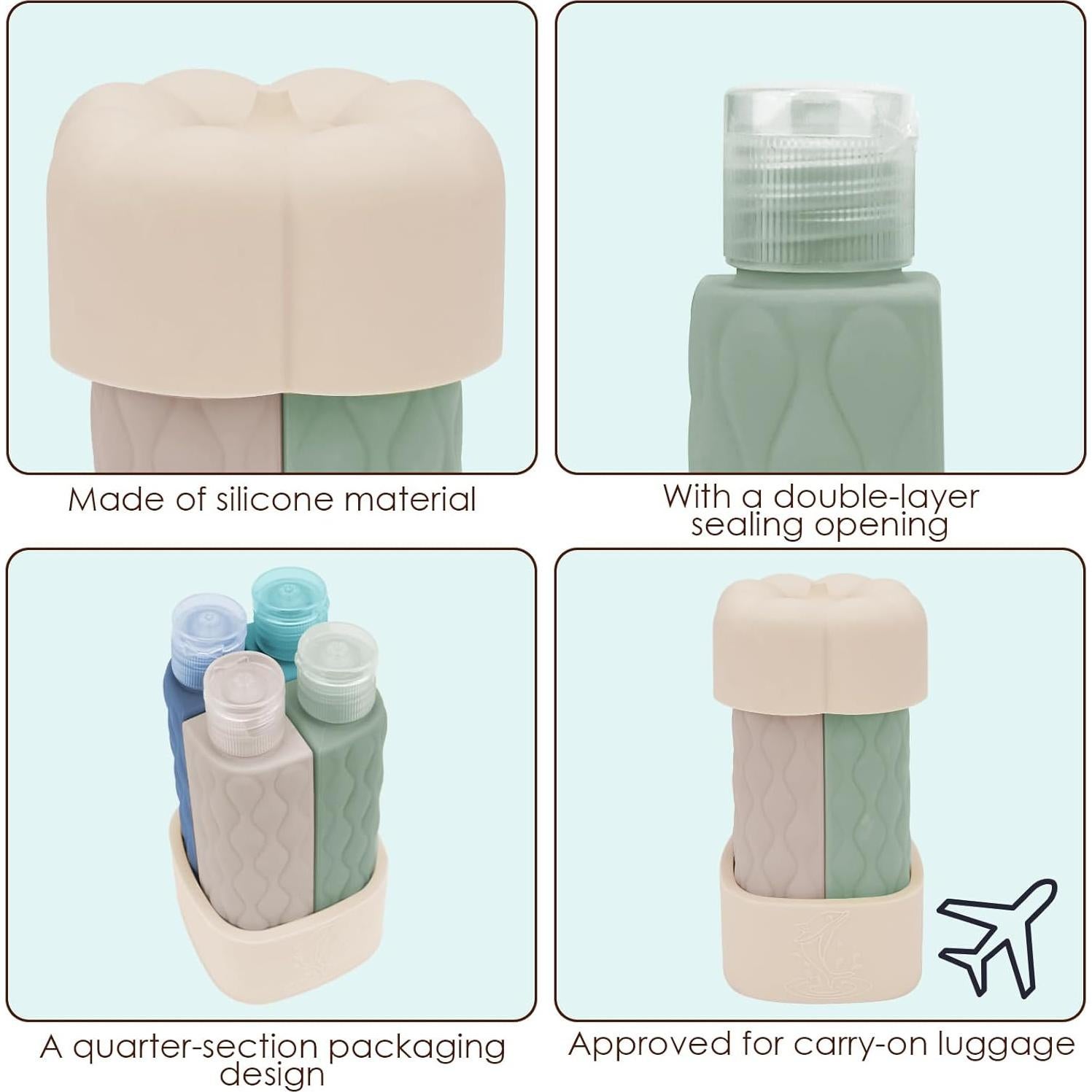 Botellas de viaje 4 en 1 ReignSword 60ml a prueba de fugas