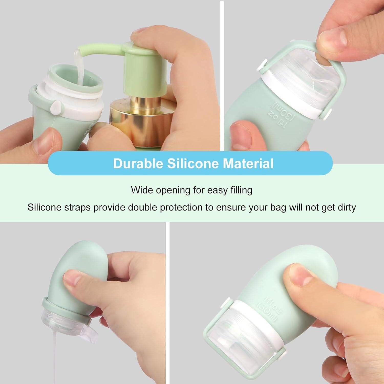 Botellas de Viaje Silicona 1oz FEUNLEM Aprobadas por TSA - 4 Piezas