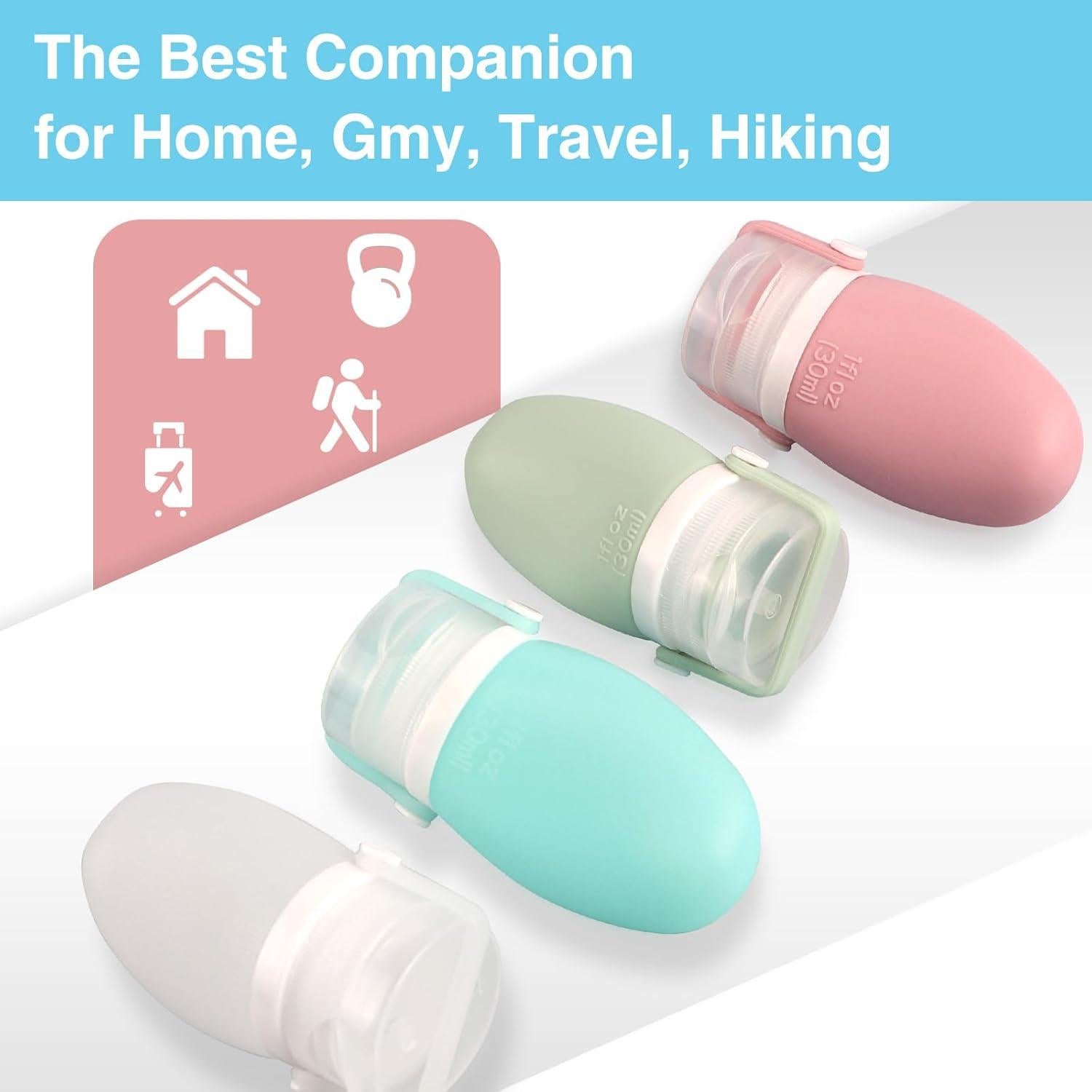 Botellas de Viaje Silicona 1oz FEUNLEM Aprobadas por TSA - 4 Piezas