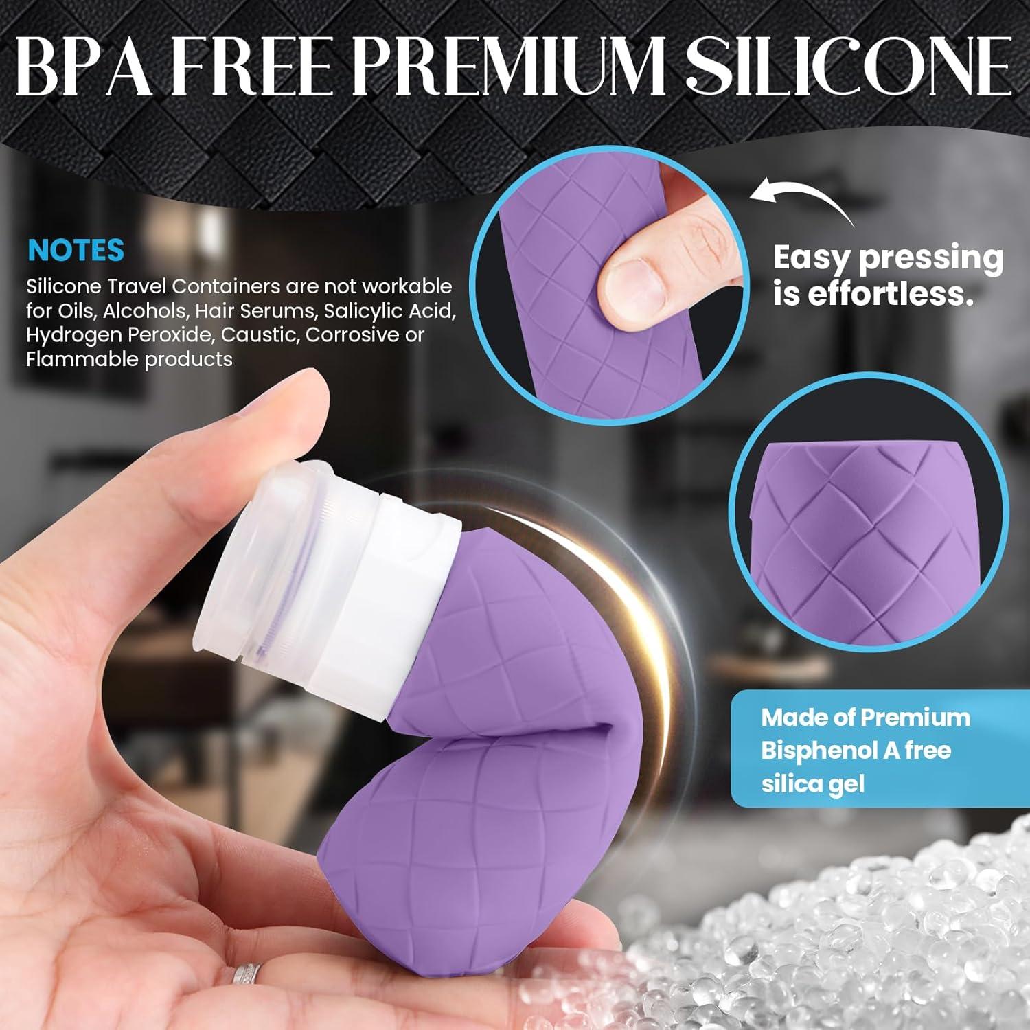 Botellas de Viaje Silevoler 90 ml A prueba de Fugas Púrpura