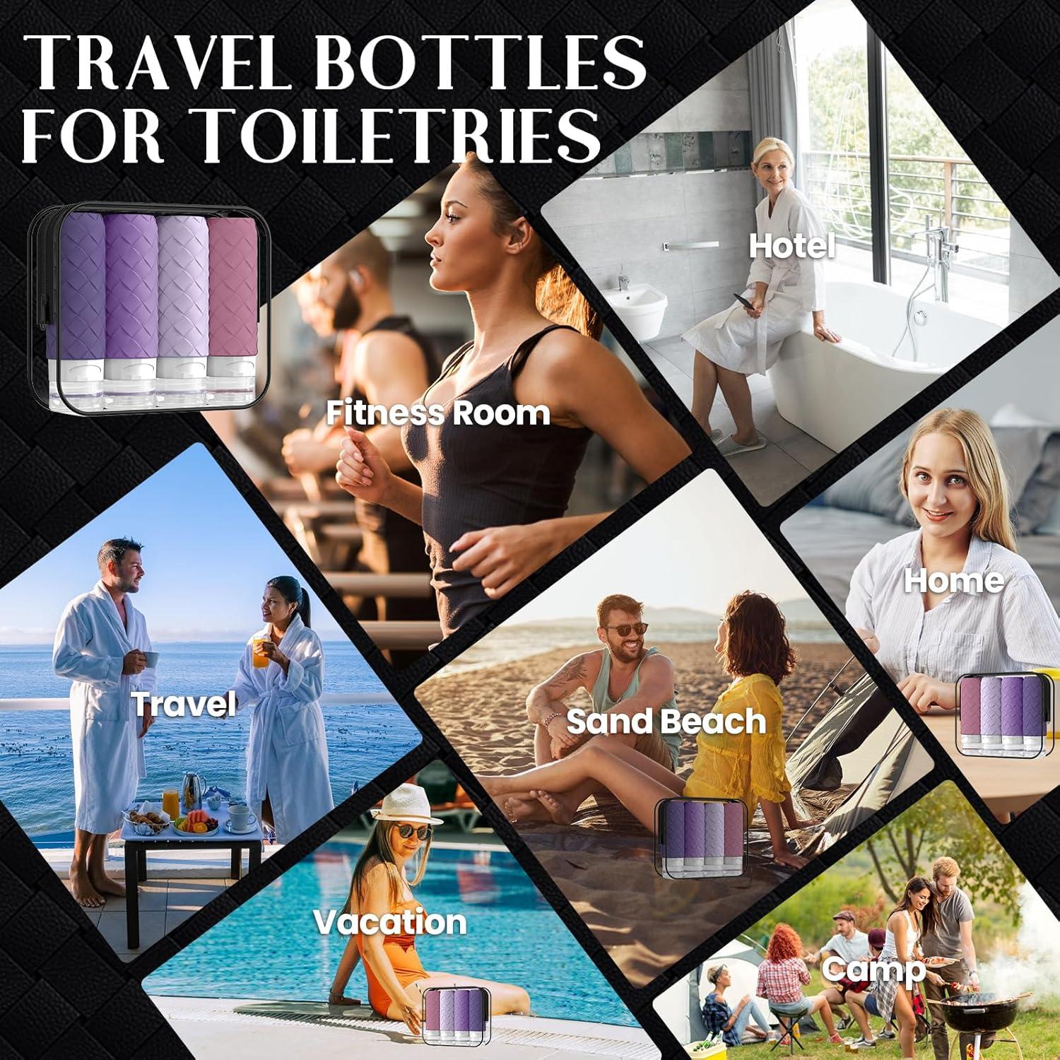 Botellas de Viaje Silevoler 90 ml A prueba de Fugas Púrpura