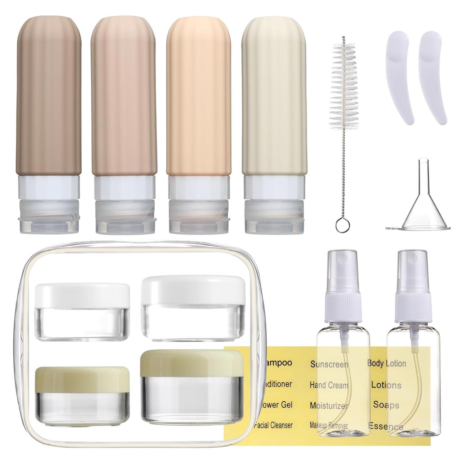 Juego de 16 Botellas de Viaje Silicona A prueba de Fugas Mrsdry