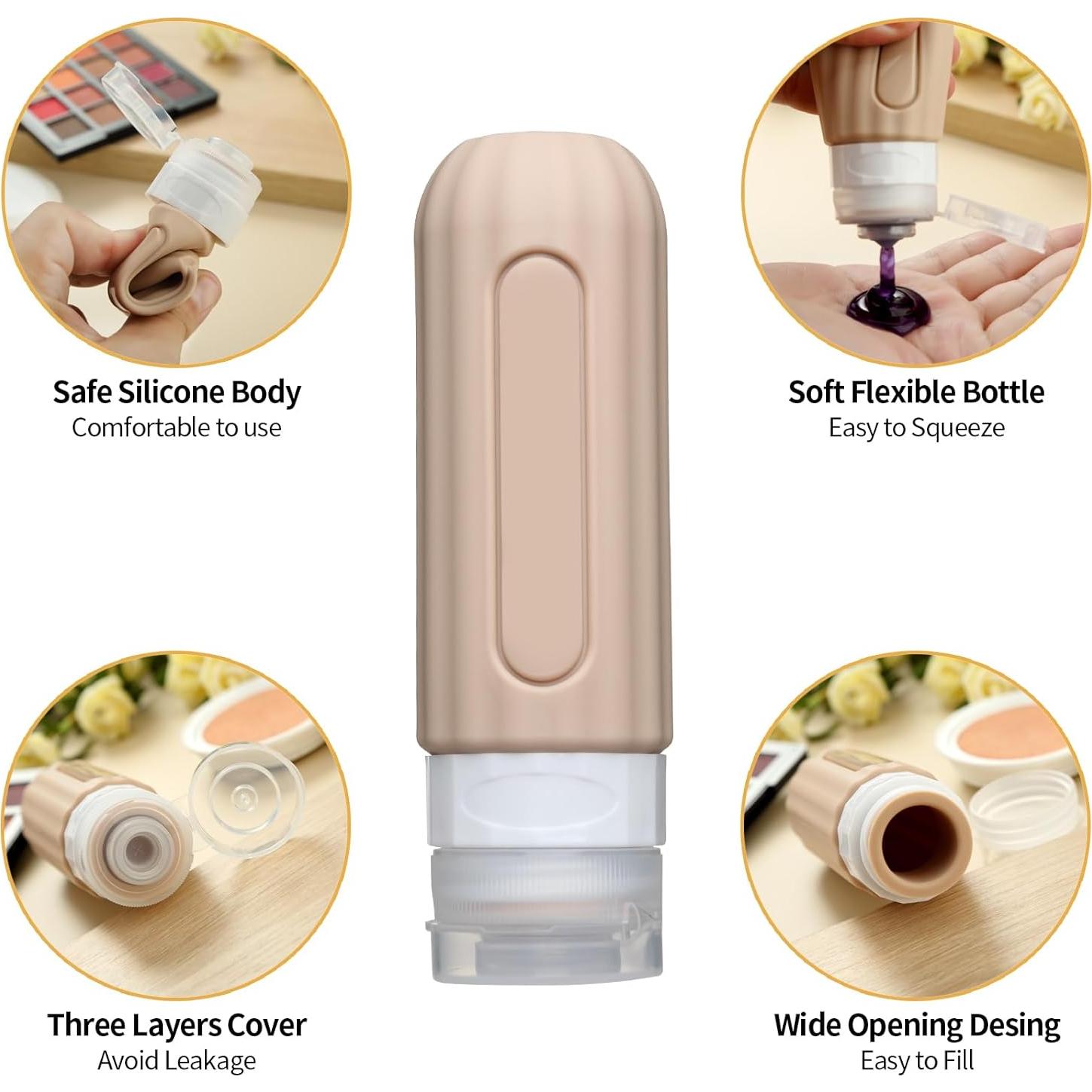 Juego de 16 Botellas de Viaje Silicona A prueba de Fugas Mrsdry