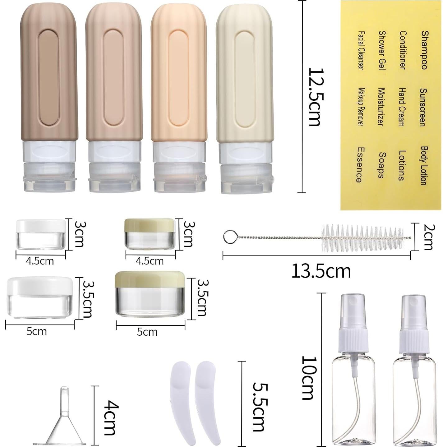 Juego de 16 Botellas de Viaje Silicona A prueba de Fugas Mrsdry