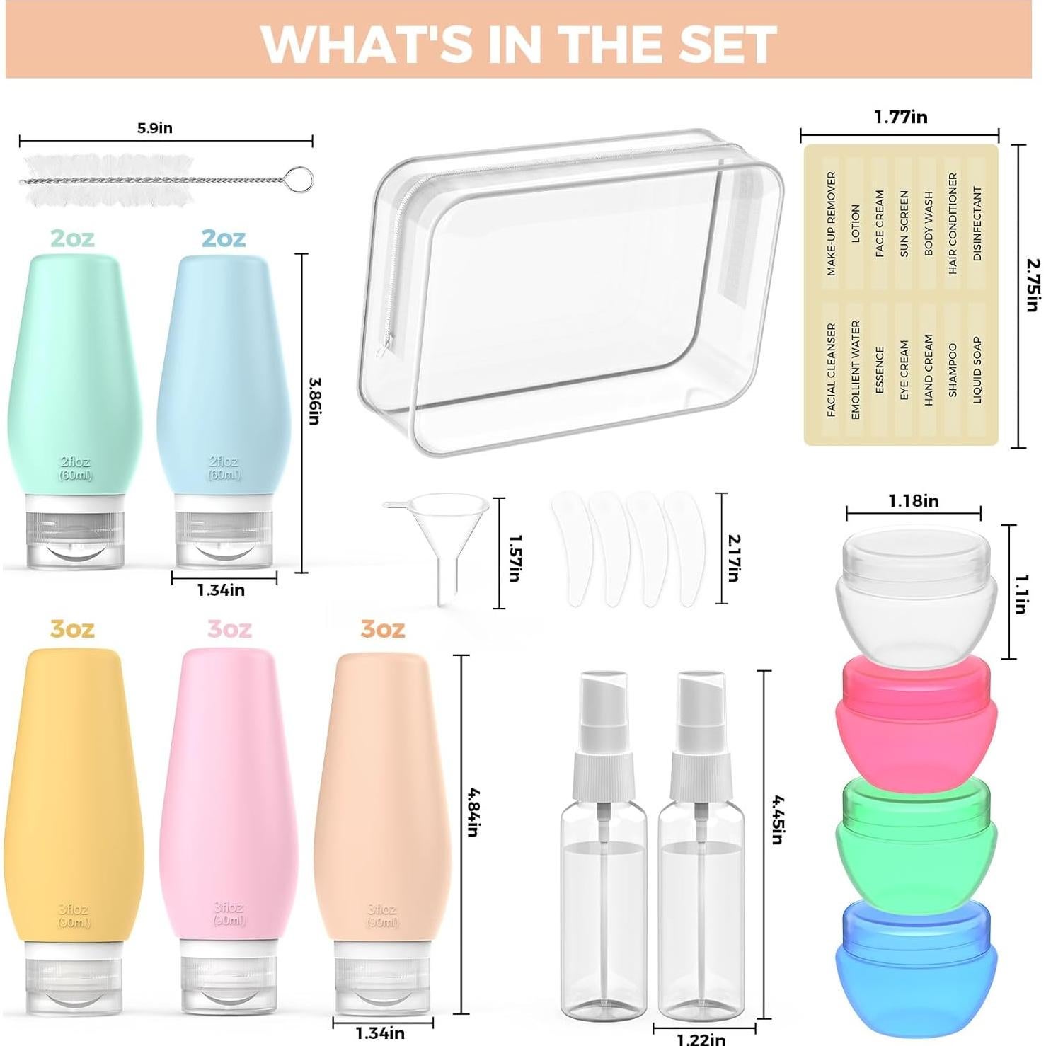 19 Botellas de Viaje Silicona Lapfoon Aprobadas TSA 280g