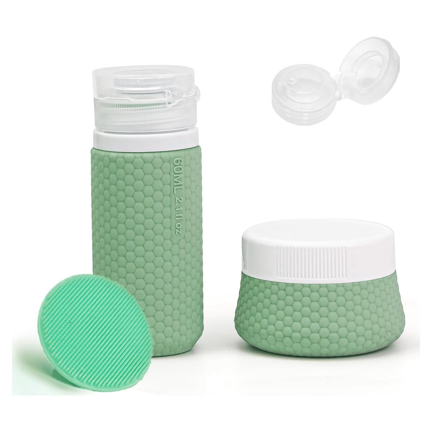 Botellas de Viaje Silicona 2 oz Mabnuby Verde A Prueba de Fugas