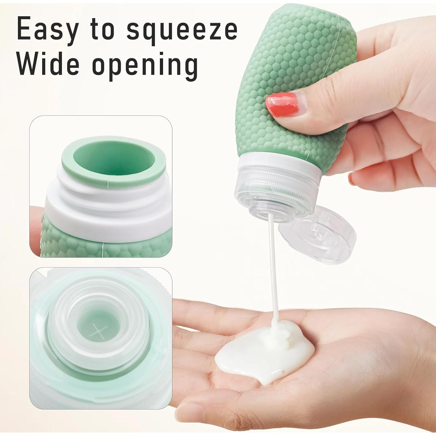 Botellas de Viaje Silicona 2 oz Mabnuby Verde A Prueba de Fugas