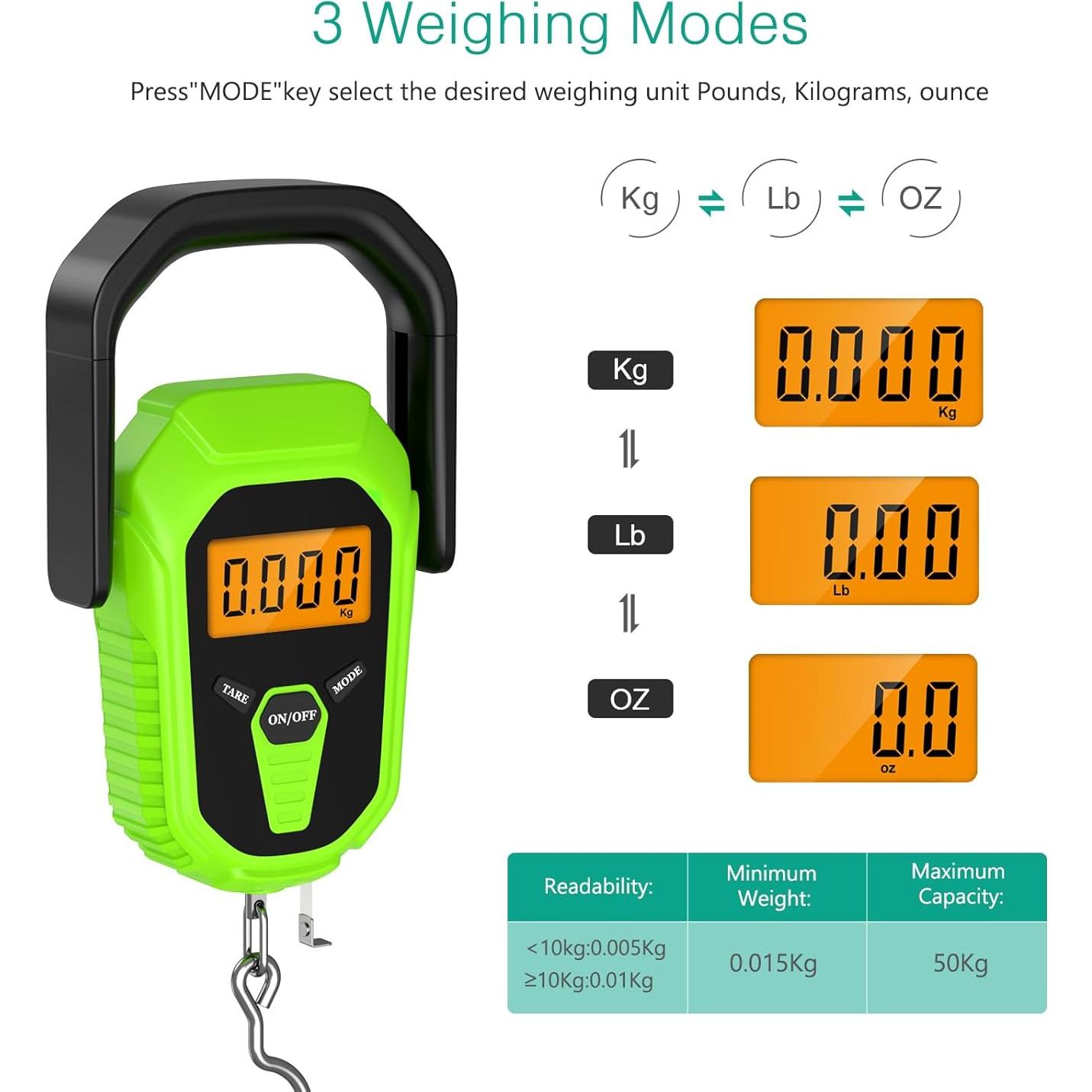 Báscula Digital ORIA para Pescado 50kg con Cinta Métrica