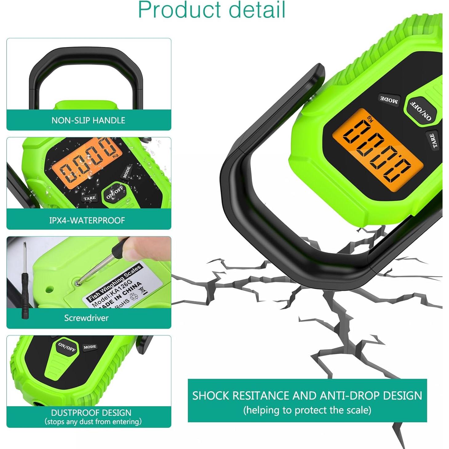 Báscula Digital ORIA para Pescado 50kg con Cinta Métrica