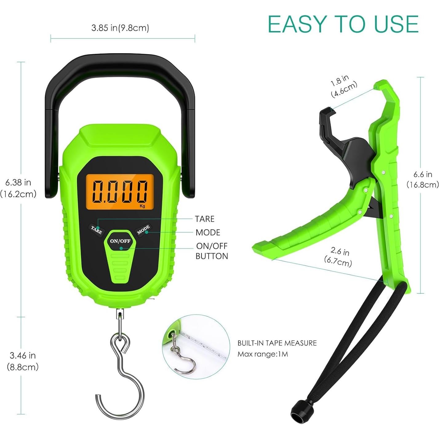 Báscula Digital ORIA para Pescado 50kg con Cinta Métrica